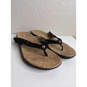 Revere Napoli Sandals Flip Flops Black Lizard Embossed Leather Shoes 37 6